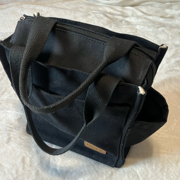 Black Canvas crossbody tote bag - Picture 3 of 13